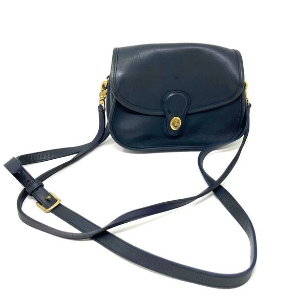 COACH Prairie Bag #9954 Blue Leather Flap Turnlock Vintage 90s Crossbody Bag - Picture 1 of 16